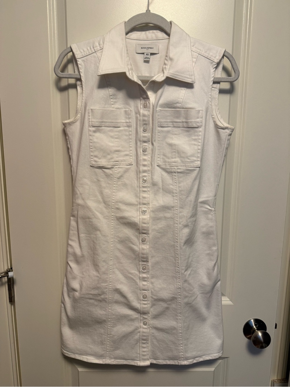 Banana Republic White Denim Sleeveless Dress